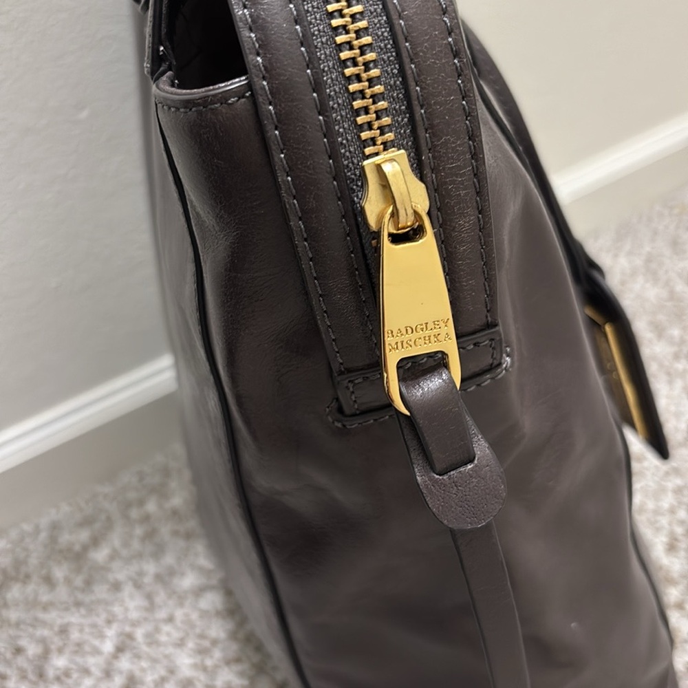 Leather Tote Bag in Dark Brown - Classic Women's Shoulder Bag - Picture 4 of 7